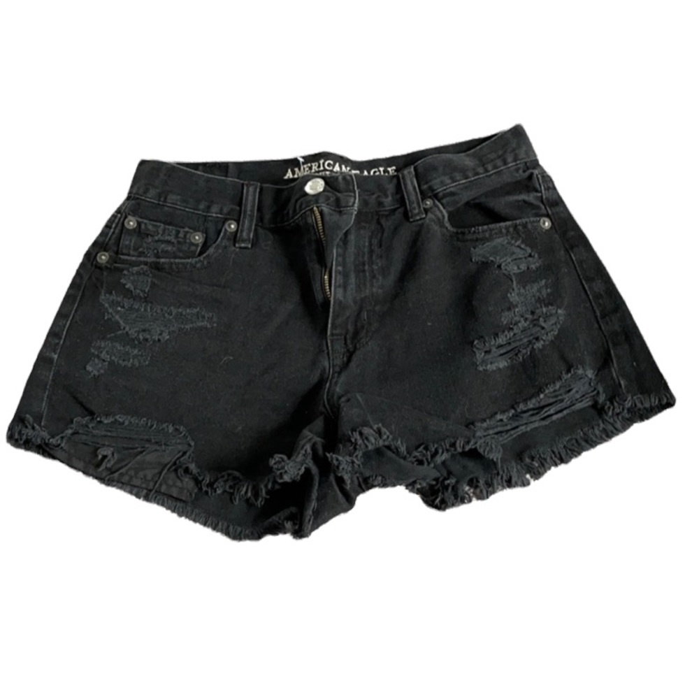 American Eagle hi-rise festival black denim shorts size 8
